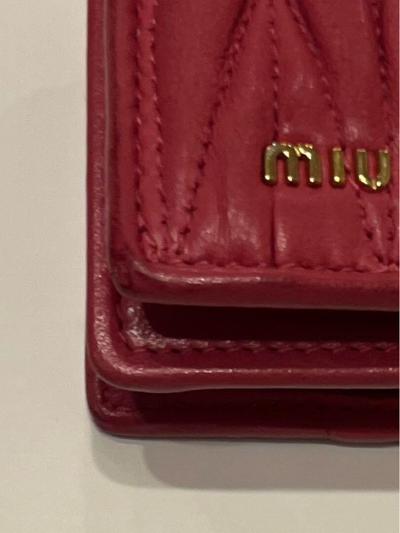 MIU MIU Matelasse Airpods Case with Chain Necklace Pink Leather