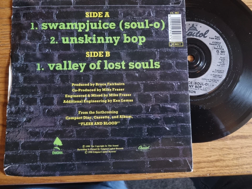 Poison – Unskinny Bop 1990 Capitol Records 7” Hard Rock - Image 2 of 4