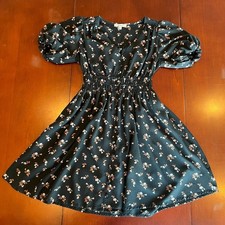 Madewell Challis Sophia Woodland Floral Mini Dress XXS Blk Cottagecore Fall