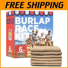 Set of 6 Burlap Potato Sack Race Bags, Fun for
