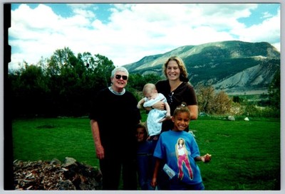 Vtg Color Snapshot Family Group Baby Mountain Landscape Outdoors 2000s