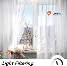 Tenda Voile Trasparente Per Cucina - 100% Poliestere, Passanti, 120x155 Cm, Bianco Puro - Foto 9