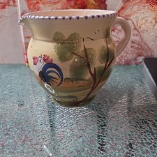 LAMAS Italian Ceramic Hand Painted Rooster Pitcher Pottery Farm Animals
