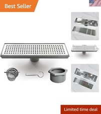 Elegant 12'' Stainless Steel Linear Shower Drain - Removable Grate  Strainer