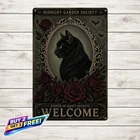 Witchy Wayward Cats Sanctuary Vintage Metal Wall Art Tin Sign 8x12