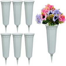 Memorial Floral Vases, Cemetery Vase, Headstones Flower Holder, Grave White