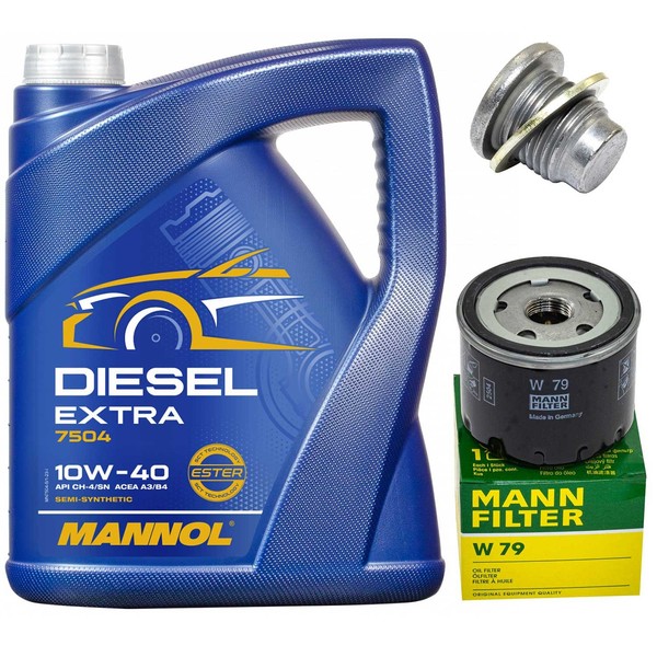 MotoröL Filter Set Mannol 10W40 5 Liter + Schraube FüR Renault Megane II 1.5 1.9-image