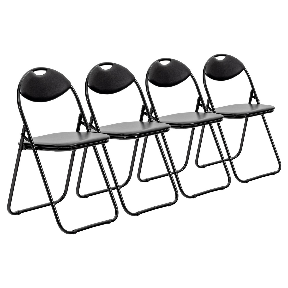 4x Padded Folding Chairs Easy Store Metal Frame Office Bedroom