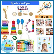 Kids Musical Instruments Set Toddler Kids Gift Toys Xylophone Maracas Bells W...