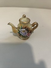 Enesco Japan Vintage Teapot Hand Painted Flower Pattern 2" Miniature