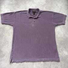Vintage 80s 90s Eddie Bauer Polo Shirt Mens L Purple Herringbone USA Cotton