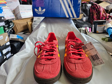 adidas Originals Handball Spezial J Red Orange Suede Low Top Kids US 4.5