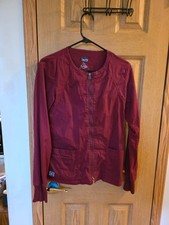 Adar Women s Burgundy Zip Front Scrub Jacket Size S