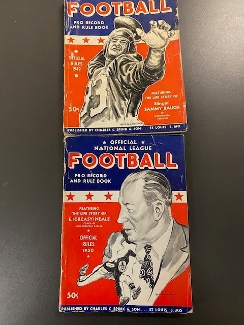 Lot of 2 - 1949-1950 NFL Football Record Rule Guides - Sammy Baugh Greasy Neale