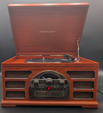 Crosley CR66 Wood-Finished Retro Record Player With CD Player FM Radio Cassette
