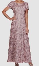 Alex Evenings A-Line Rosette Dress Rose Pink 16 12