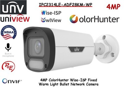 Uniview IPC2314LE-ADF28KM-WP 4MP ColorHunter Wise-ISP Fixed Bullet IP CAMERA