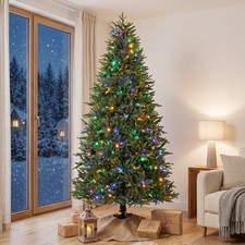 7.5ft Prelit Christmas Tree with Dual-Color LEDs, All Realistic Tips