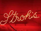 Vintage Stroh's Beer Neon Hanging Bar Light Sign 23" Everbrite 1988 Gas Tube Red