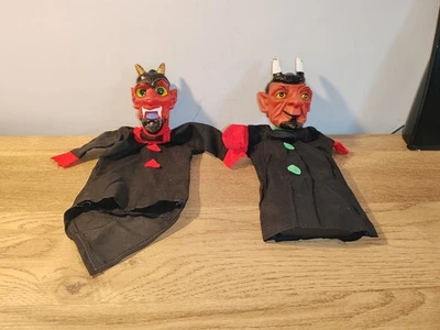 Lot De 2 ANCIENNE MARIONNETTE LE DIABLE SATAN VINTAGE 1960's - Photo 1/4