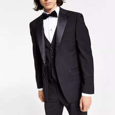 Calvin Klein Mens Slim Fit Stretch Tuxedo Jackets Black Size 42S Defected
