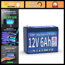 6Ah 12V LiFePO4 Lithium Battery - Rechargeable, 4000 Cycles, Solar, UPS, RV M