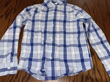 Boys Childrens Place 5/6 Small Long Sleeve Button Down Up Blue Dress Shirt Plaid