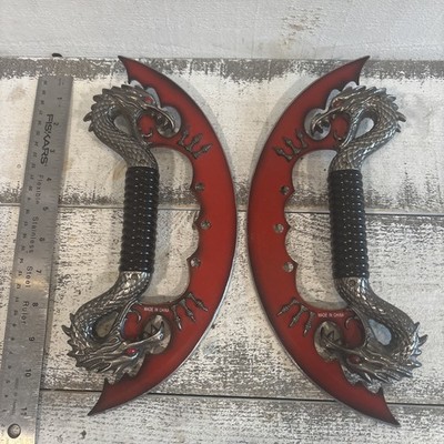 Red Fire Blade Dual Fantasy Dragon Dagger Knives - Set Of Two