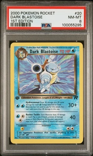 2000 POKEMON ROCKET 1ST ED #20 DARK BLASTOISE PSA 8