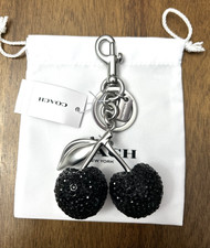 Coach CCD32 Crystal Cherry Bag Charm-Silver/Black