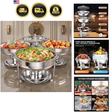 6QT Chafing Dishes for Buffet, 4 Pack Stainless Steel Round Chafing Dish Buff...