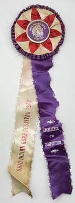 Vintage 1972 Ohio Indian Lore Festival Ribbon Award Pin Badge Native American