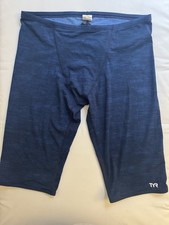 TYR Men's Jammer Swimsuit Size 38, Polyester Spandex, Blue Competitive Swimming