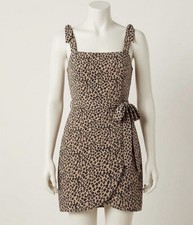 Women s Trixxi Brown Leopard Animal Print Wrap Around Short Dress Size Large