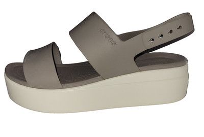 Crocs Womens 8 Brooklyn Low Wedge Platform Sandals Literide Slingback Khaki Bone