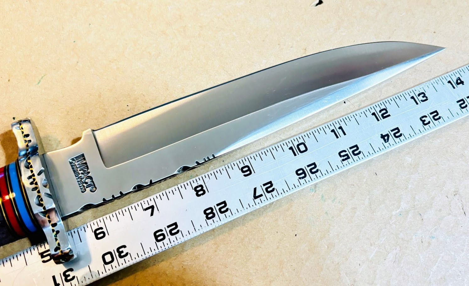 IMPACT CUTLERY Custom Made Fixed Blade 14" Bowie Knife UNUSED Handmade Knives