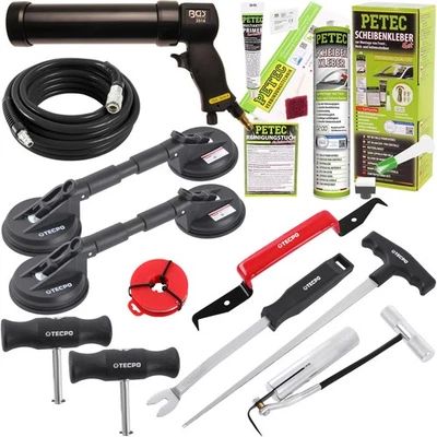 SCHEIBENKLEBER-SET 310ml KARTUSCHENPRESSE SCHEIBEN AUSBAUSET GUMMISAUGER SCHEIBE - Bild 1 von 4