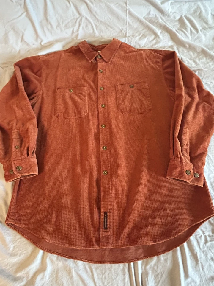 The Territory Ahead Burnt 橙色 XXL 华夫格纹理纽扣男式 LS — 第 3/4 张图片