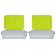 Pyrex 2 7210 3-cup Glass Dishes 2 7210-PC Green Edamame Lids