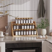 Bamboo Spice Rack Organizer -3-Tier Spice Rack for Countertop,Cabinet Spice R...