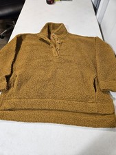 Aerie Sherpa Oversized Pullover Womens Small Jacket Brown Mock Neck Pockets 609