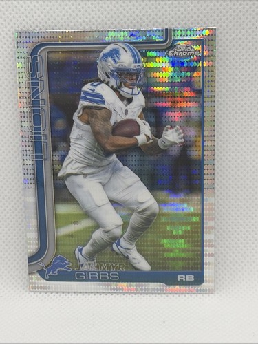 2025 Topps Chrome Football Jahmyr Gibbs #101 Pulsar Refractor Detriot Lions