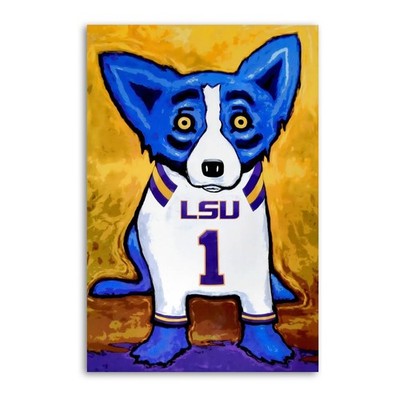George Rodrigue Blue Dog''Number One Tiger LSU1''Canvas Print Wall Decor Art