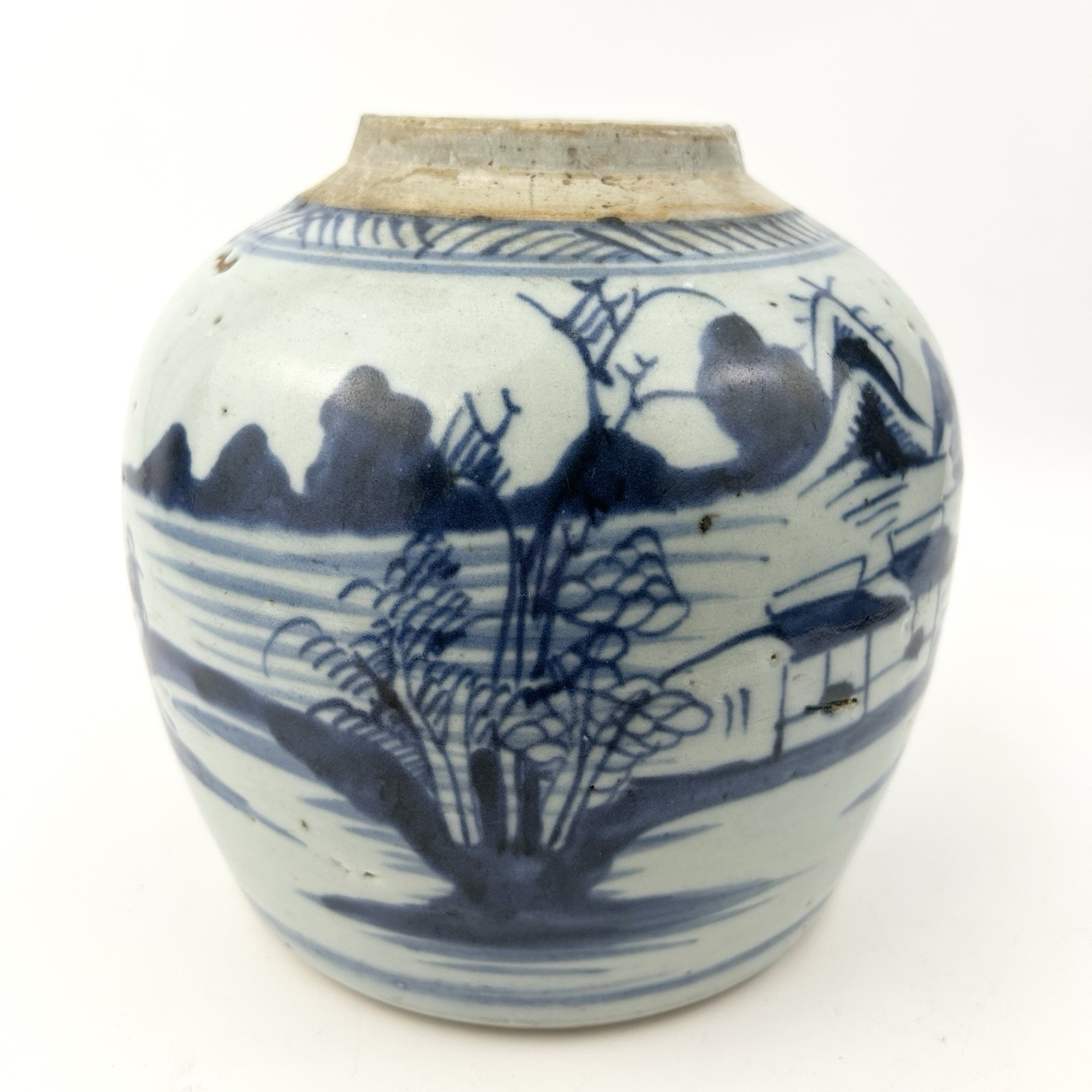 Antique Chinese Blue and White Porcelain Ginger Jar