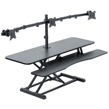 VIVO Black 48" Standing Desk Riser with Triple 21.5" to 27" Monitor Mount