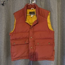 Vintage 70s Eddie Bauer Goose Down Puffer Vest USA Made In Seattle Burnt Orange