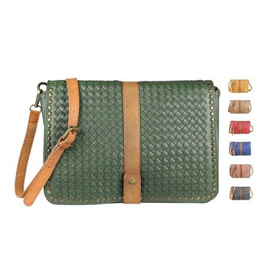 DAMEN FLECHT TASCHE Shopper Leder Optik Nieten Schultertasche Umhängetasche Bag