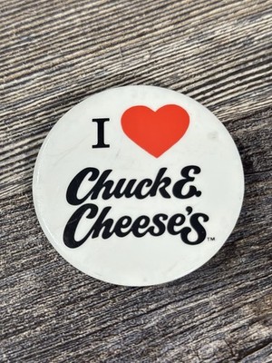 I Love Chuck E. Cheese - Vintage 1980's Pinback Pin RARE! VTG Showbiz