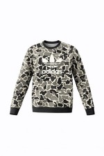 Adidas Originals Boy's Trefoil Grey Camo Print Crewneck Sweatshirt Sz XL