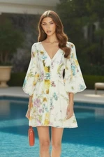 Zimmermann Halcyon Panelled Mini Dress BNWT AU 8 US 4 Size 0 Linen Floral NEW